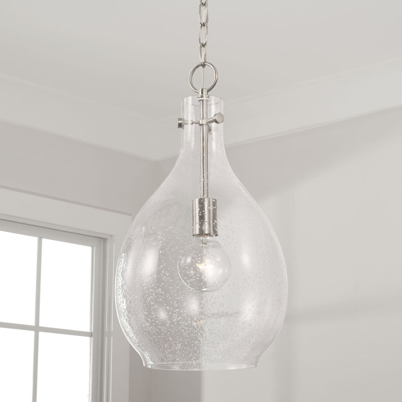 Pendentif 1 Lumière goutte d'eau, Brossé / nickel satiné