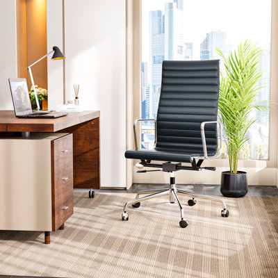 Mid or High Back Genuine Leather Office Chair with Arm and Aluminum Frame