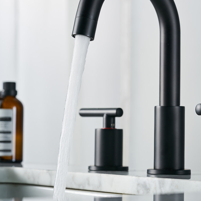 Widespread Bathroom Faucet 2-handle Bathroom Sink Faucet with Drain Assembly, Matte Black