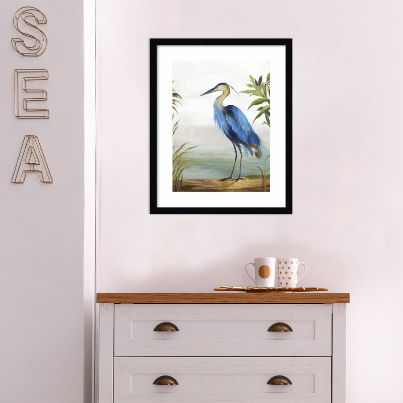 «Blue Heron» par Megan Meagher - impression d'un seul cadre, Noir, H 21 po x l 17 po x P 1 po