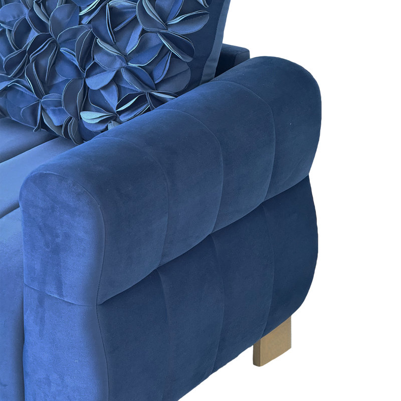 Canapé 87 po en flanelle 87 po, Bleu