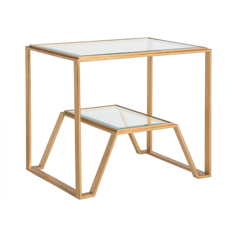 Metal Designs Byron Rectangular End Table, Gold Leaf