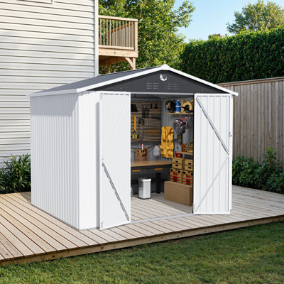 Remise de rangement pour outils en métal l 10 pi x P 8 pi avec lumières DEL et bouches d'aération