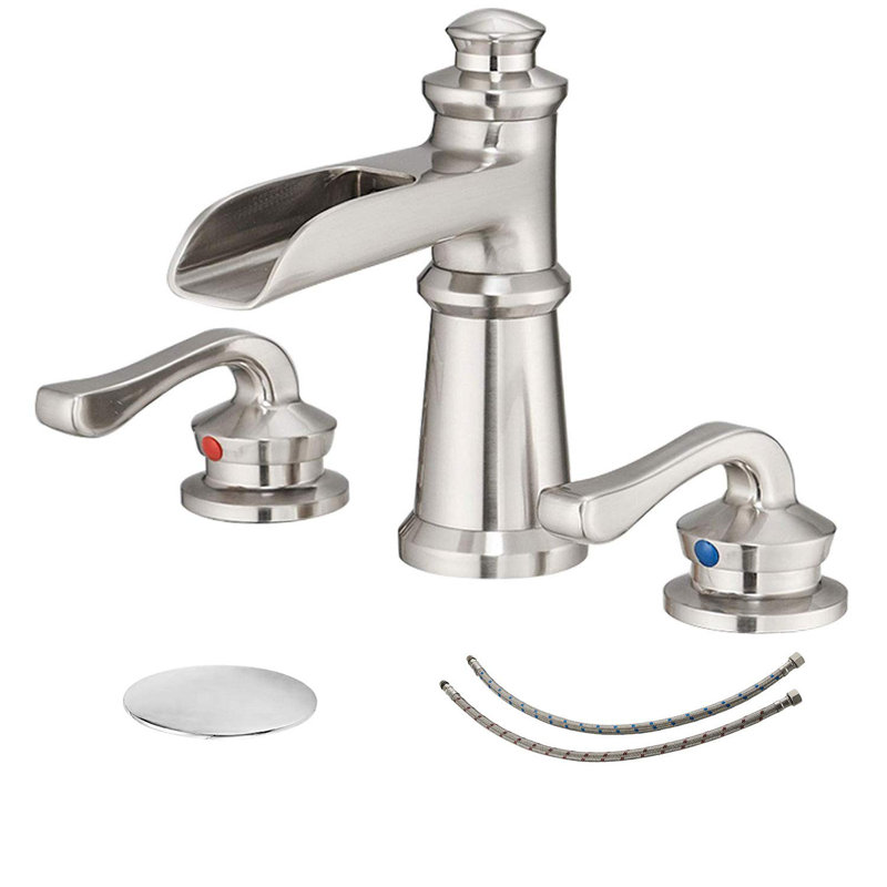 8-16 Inch 3 Holes 2 Handle Widespread Bathroom Sink Faucet, Yes, Black/Gold