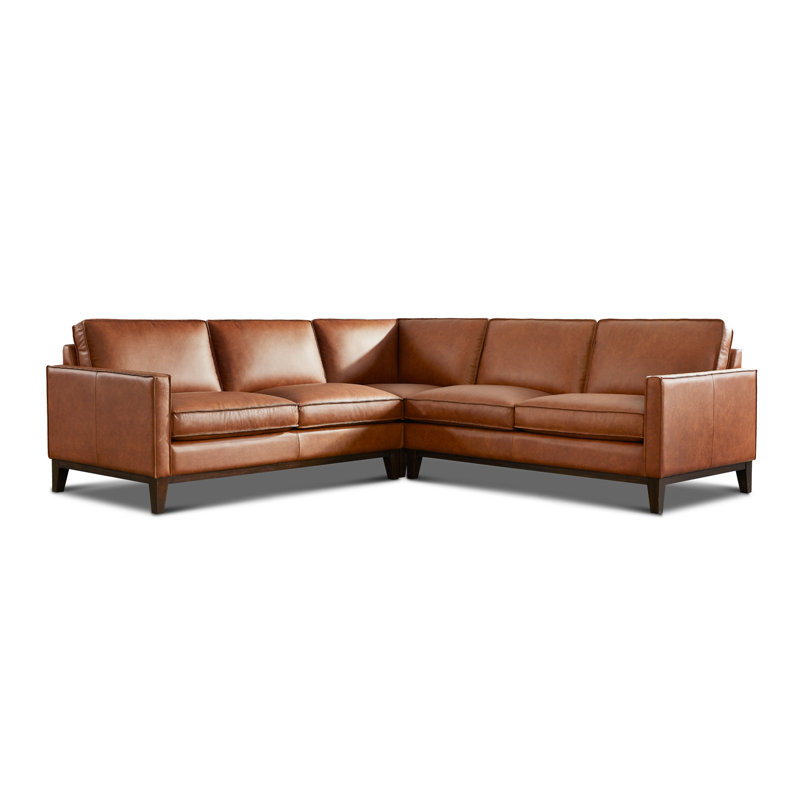 Canapé modulaire en coin en cuir véritable de 100 po Zoticus