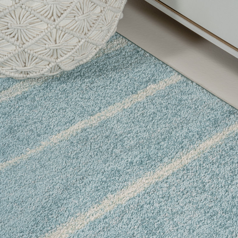 Tapis turquoise / crème Montral Minimalist, Rectangle 7 pi 9 po x 10 pi