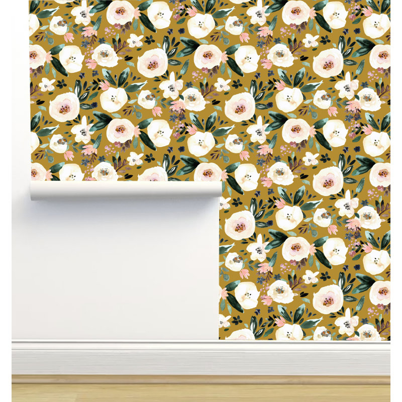 Rouleau de papier peint adhésif L 12 pi x 2 pi Crystal W Design, Moutarde rétro