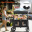 Wagon pliant avec auvent pour enfants et cargaison, chariot d'extérieur pliable robuste avec freins et roues tout-terrain de 156 lb, 4 sièges