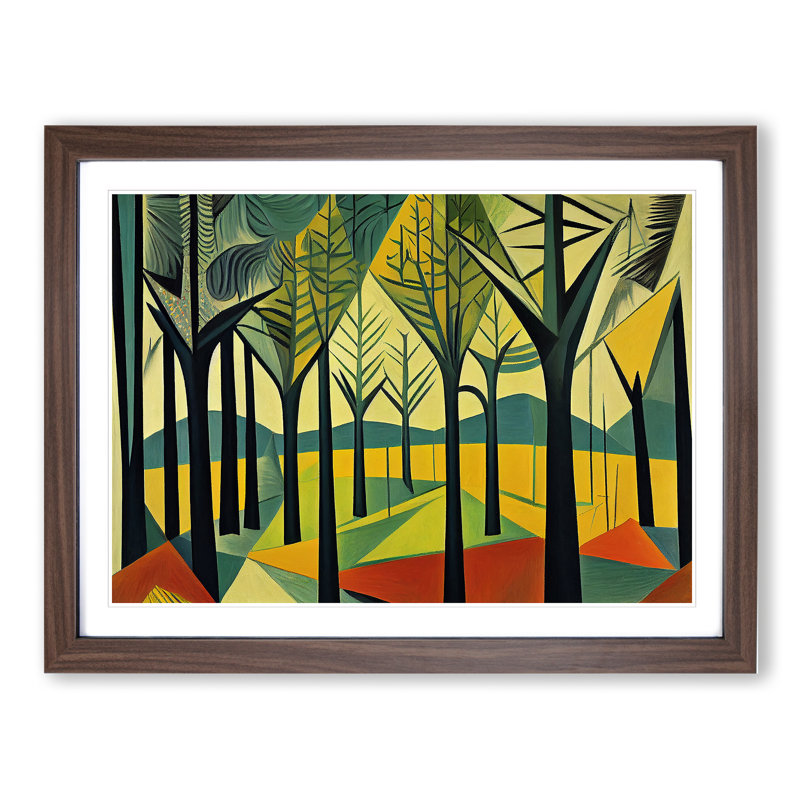 Spring Abstract Forest - Framed Print, 46cm H x 64cm W x 2cm D, Walnut
