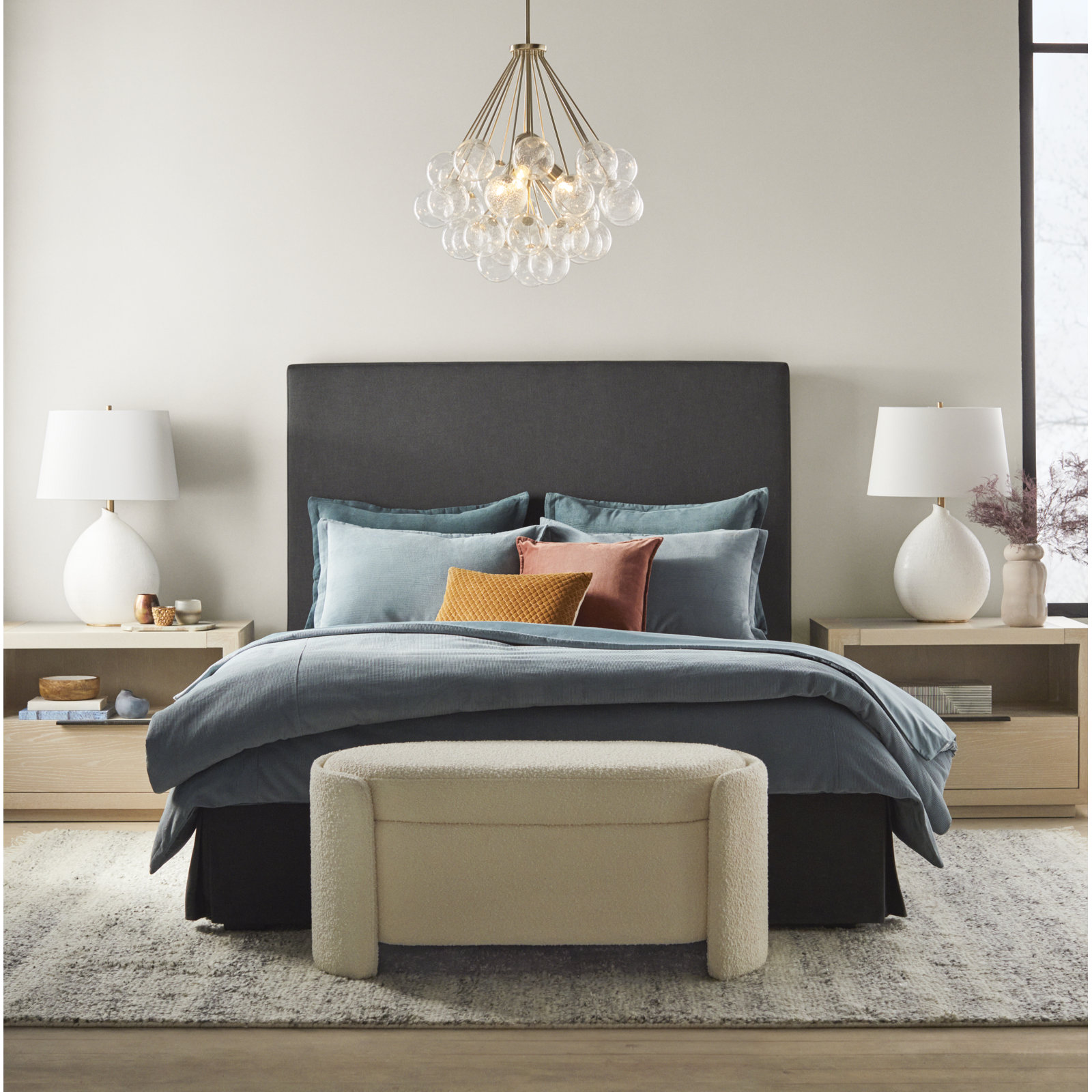 Neil Pima Cotton Duvet Cover Set, Supper King Duvet Cover + 2 King Pillowcases, Stormy Sea