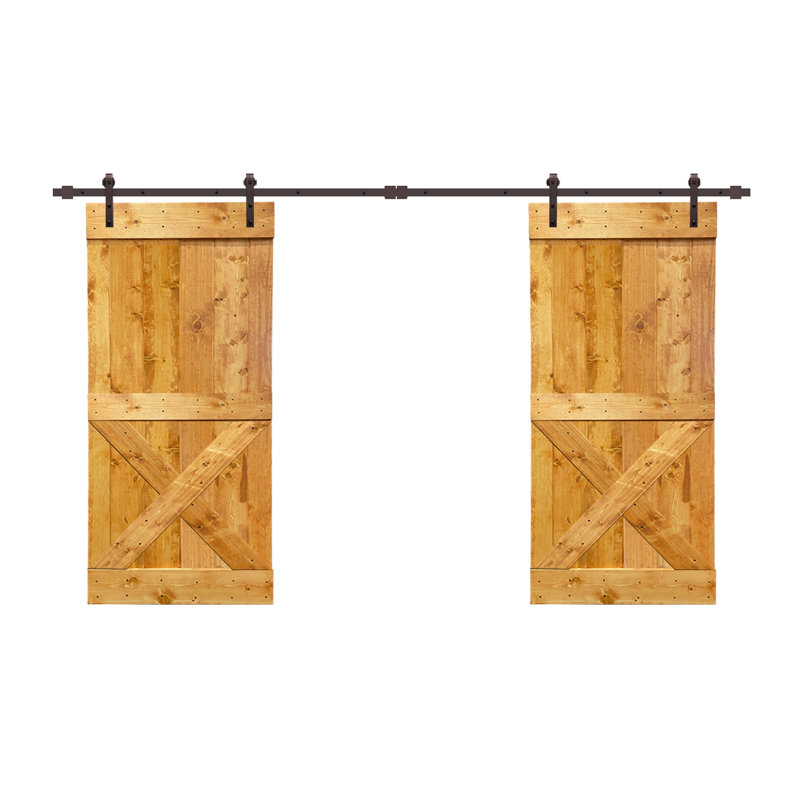Porte de grange à panneaux et en métal avec trousse de quincaillerie d'installation, Érable colonial, 38 po x 84 po