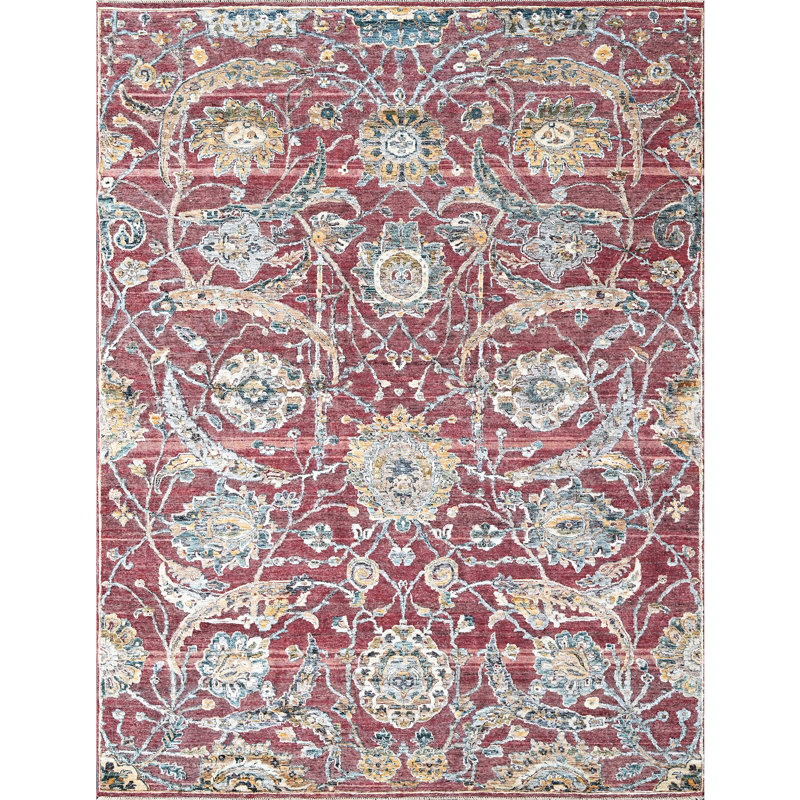 Handmade Wool Area Rug, Wine, Rectangle 10' x 14'