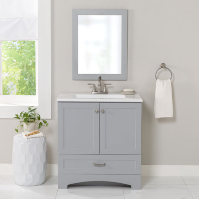 Emlyn 30"" Single Bathroom Vanity with 2-Door Cabinet, Drawer, and Cultured Marble Vanity Top -  Spring Mill Cabinets, A30Y10319