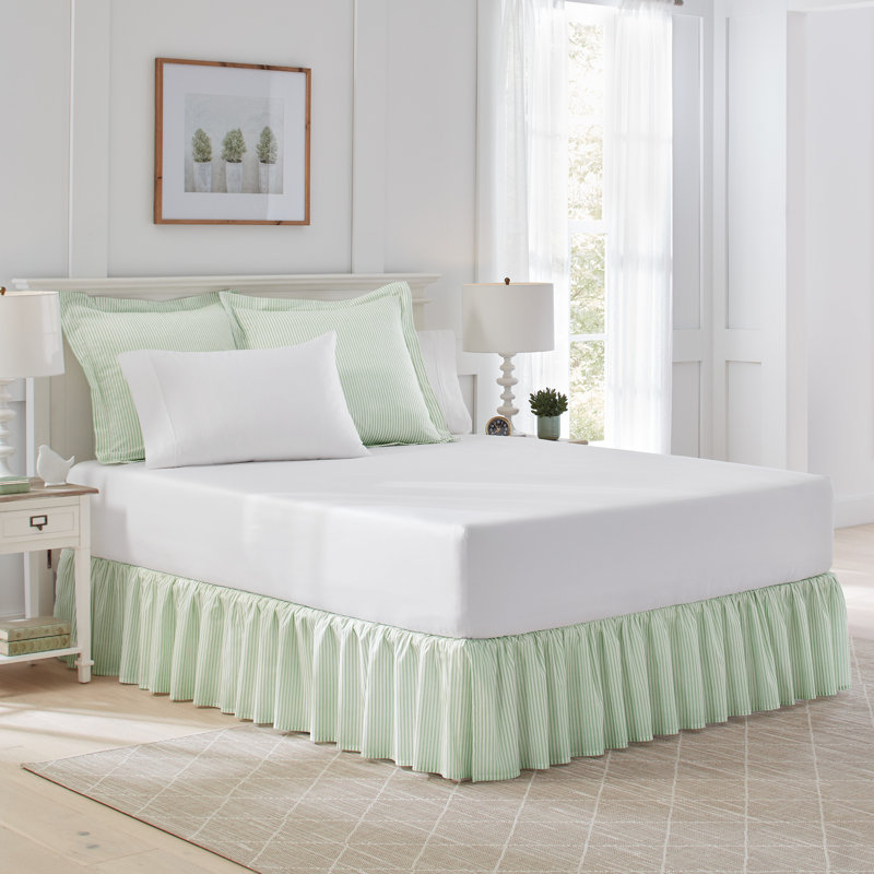 Green Ticking Stripe Cotton Euro Sham Set