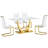5-Piece Modern Glam Faux Marble Finish Dining Set with Faux Leather Cantilever Chairs-1825076045-1854931619