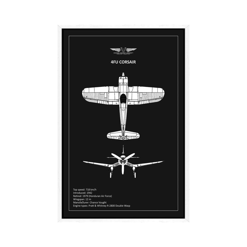 BP CV F4U-Corsair by Mark Rogan - Print on Canvas, 101.6 cm H x 66.04 cm W, White Framed