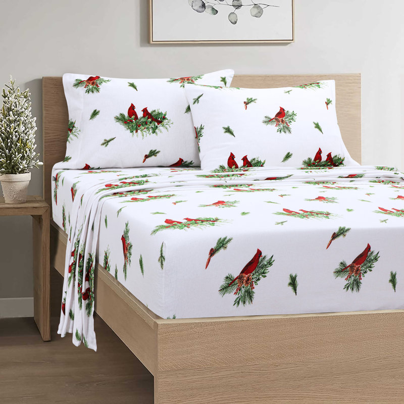 Colyt 100% Cotton Flannel Sheet Set, Queen Sheet Case Pack+Fitted Sheet + 2Pillowcase, Cardinal