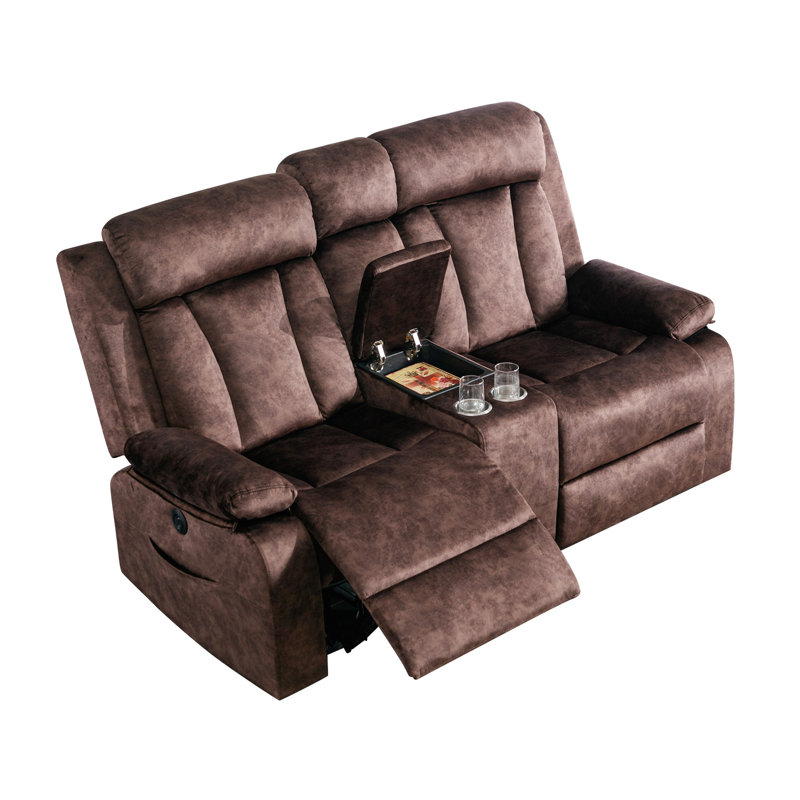70.9'' Velvet Pillow Top Arm Reclining Loveseat, Brown Velvet