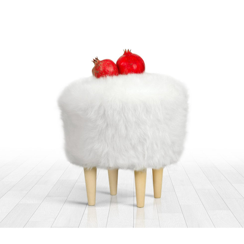 Repose-pieds rond 16,5 po Aijahlon, 100 % polyester blanc