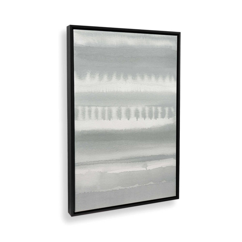 Toile tendue à rayures douces dégradées, H 18,75 po x l 12,75 po x P 1,75 po, Cadre flottant noir satiné