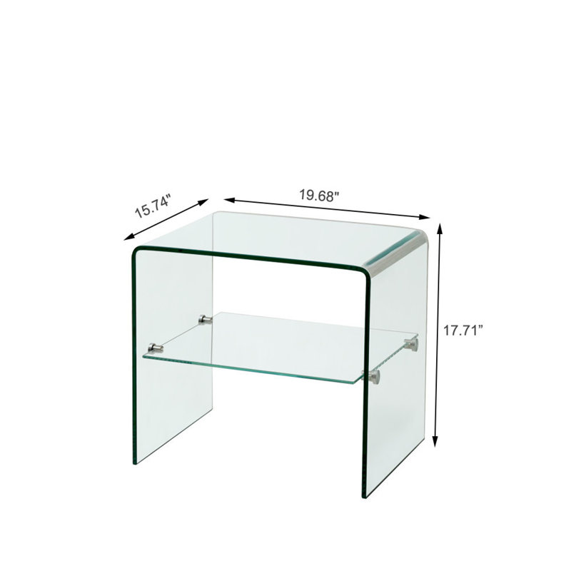 Table d'appoint et de bout en verre transparent avec verre trempé: petite table élégante pour le salon ou la chambre à coucher