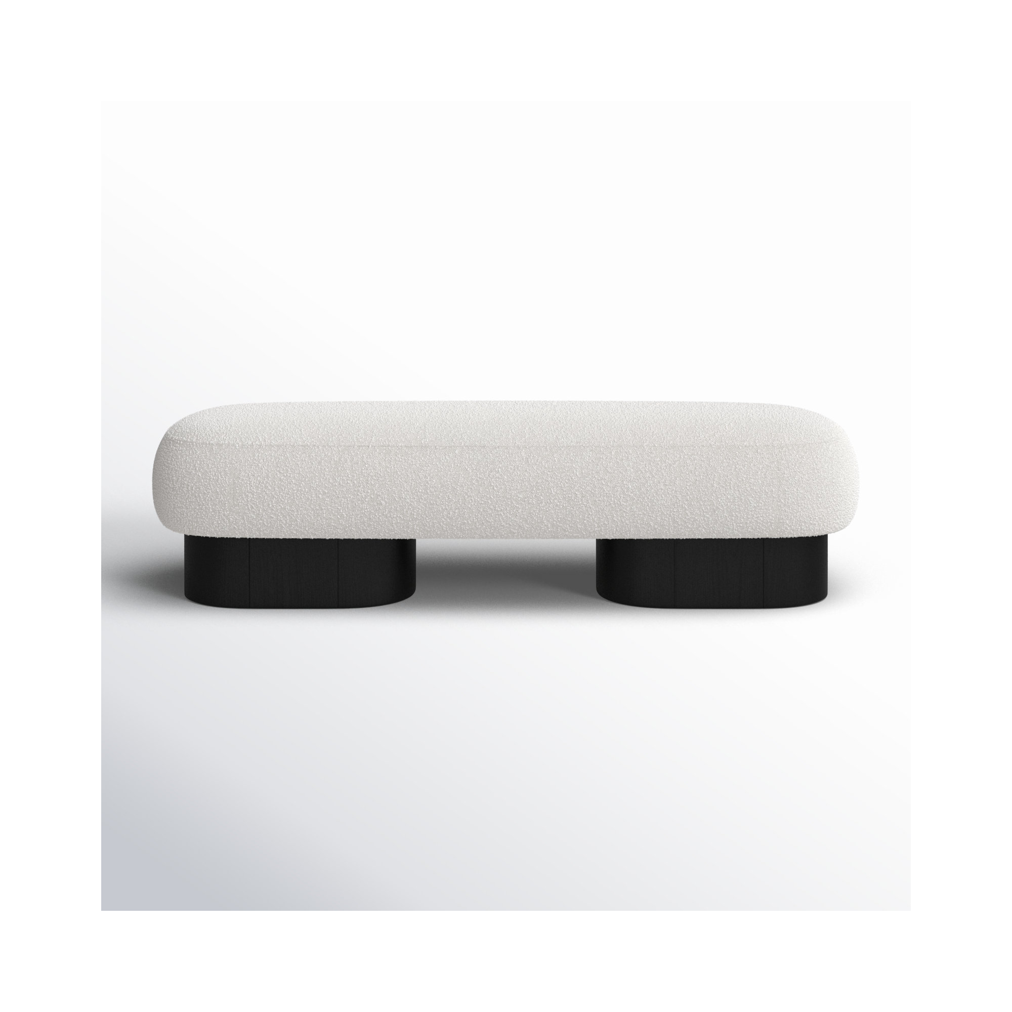 Denyer Boucle Fabric Upholstered Bench, Cream Boucle Fabric, Black