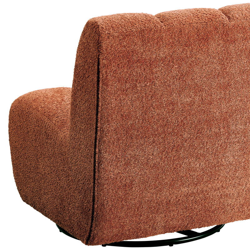 25.2'' W Swivel Upholstered Slipper Accent Chair, Orange Fabric