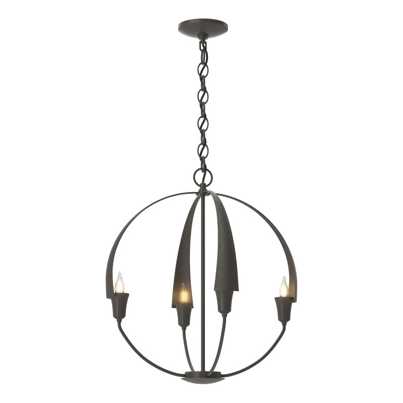 Lustre sphérique à 4 lumières Cirque, H 20,7 po x l 19 po x P 19 po, Fumée foncée