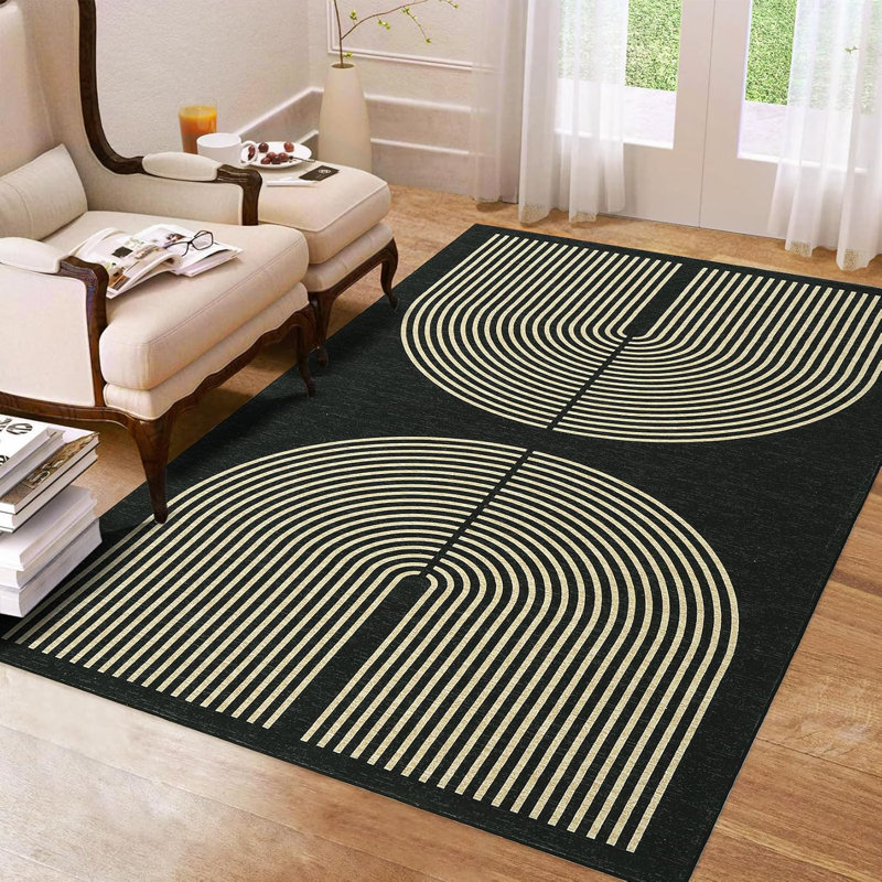 Tapis lavable moderne avec tapis antidérapant Modern, Rectangle 9 pi x 12 pi