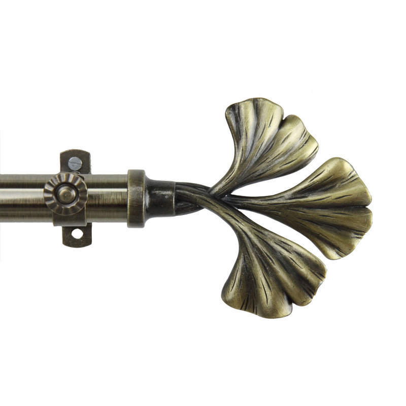 Ensemble de tringle à rideaux simple et quincaillerie Dayana, Laiton antique, 18 po à 28 po (chaque côté)