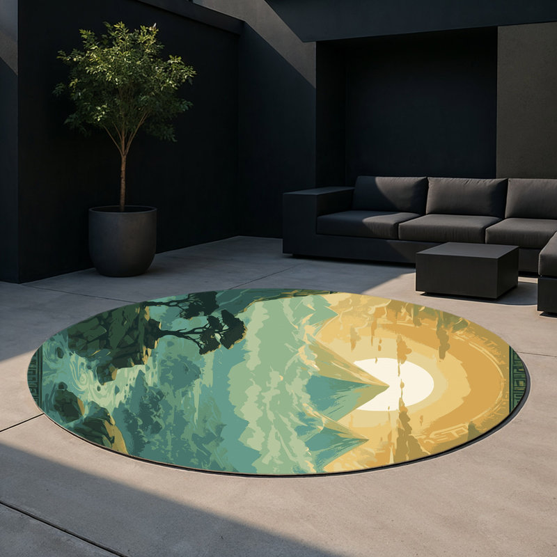 Tapis intérieur et extérieur Celestial Pathway, Rond 5 pi