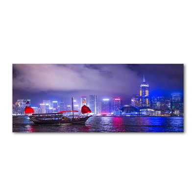 Hong kong by night 1 Piece Wrapped Canvas Wall Art