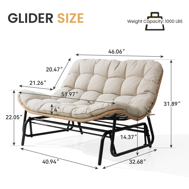 51.97'' Wide Patio Loveseat, Beige