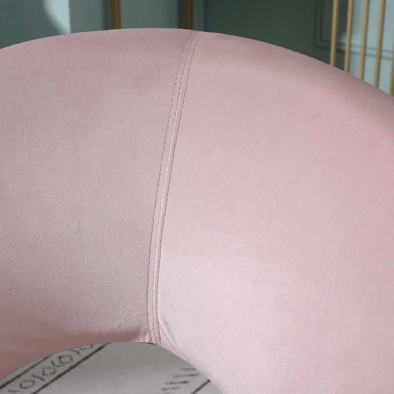 Chaise d'appoint rembourrée en tissu de velours avec base ton sur ton, Rose