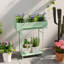 2 Tier Plant Stand 60*26*70 cm Steel 1 Piece Plant Stand Green with Storage Shelf