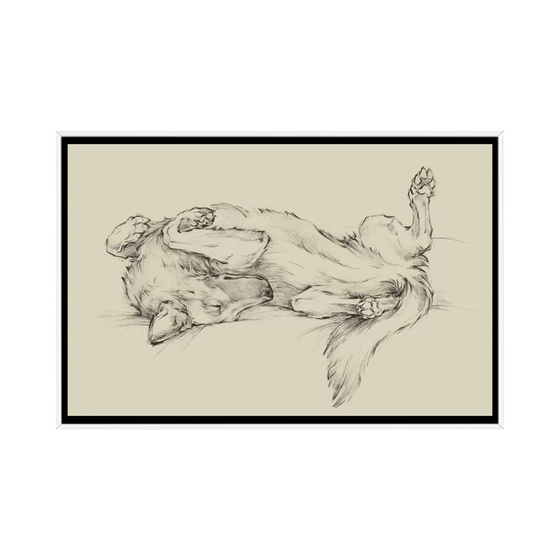 «Dog Tired I» par Ethan Harper - reproduction d'art, Pas de tapis, Toile blanche encadrée, H 18 po x l 26 po x P 1,5 po