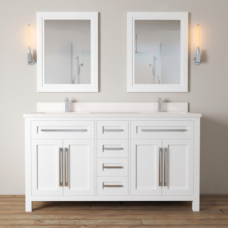 Ensemble de meuble-lavabo double 63 po Talida, Blanc, Blanc