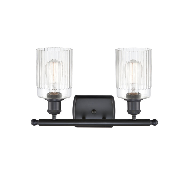 Éclairage pour meuble-lavabo à intensité variable 2 lumières Kamena, Transparent, Ampoule DEL 6 watts rétro, Noir mat