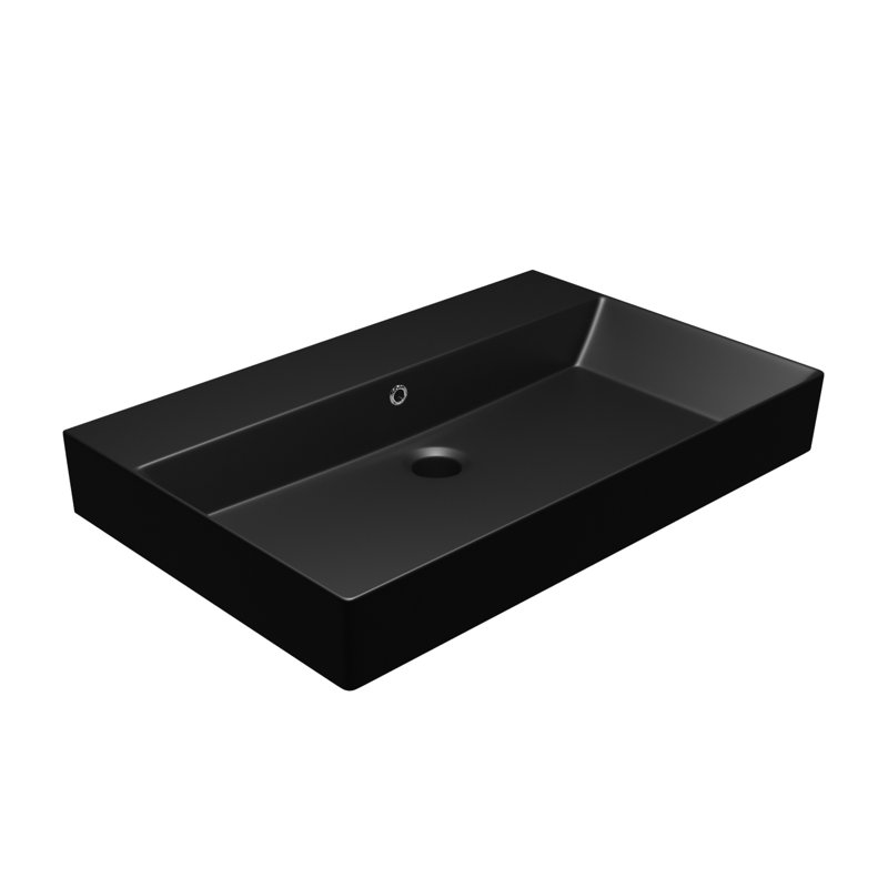 27.6'' L Bathroom Sink, Matte Black, No Faucet Hole