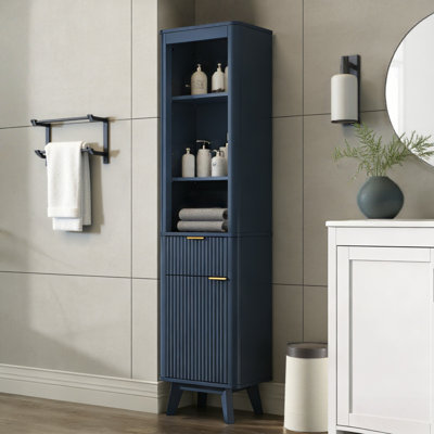 Freestanding Tall Bathroom Storage Cabinet,Slim Cabinet with Adjustable Shelves and Soft-Closing Door Hinges