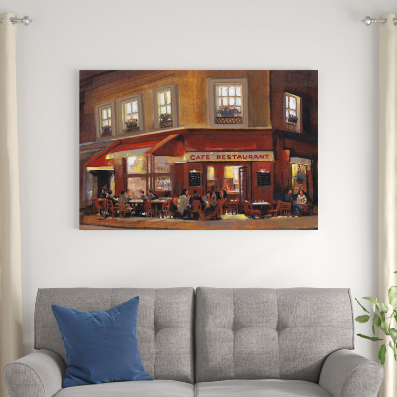 «Bistro II» par Timothy O 'Toole - peinture sur toile tendue, H 32 po x l 48 po x P 1,25 po