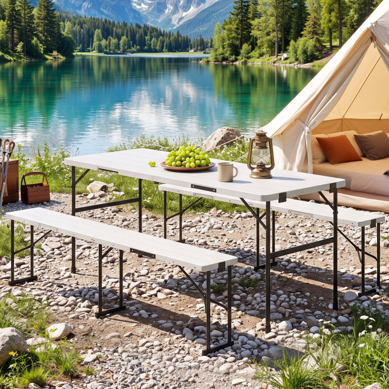 Ensemble de table de pique-nique pliante d'extérieur 6pi avec bancs