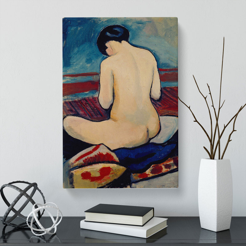 Sitting Nude by August Macke - Wrapped Canvas, 50cm H x 35cm W x 3cm D