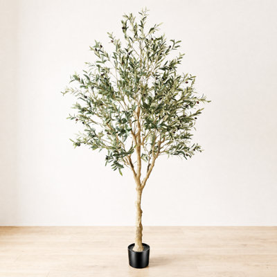 7ft Faux Olive Tree in Pot, Lifelike Artificial Olive Plant for Home and Office Decor