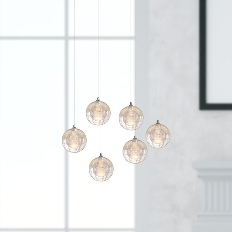 Luminaire suspendu sphère 6 lumières Riverdale, Chrome