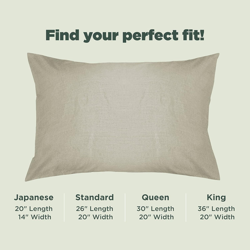 Soft Cotton Pillowcases with Enclosed Sleeve Design Breathable Pillow Case for Easy Removal, Standard, Natural Hemp