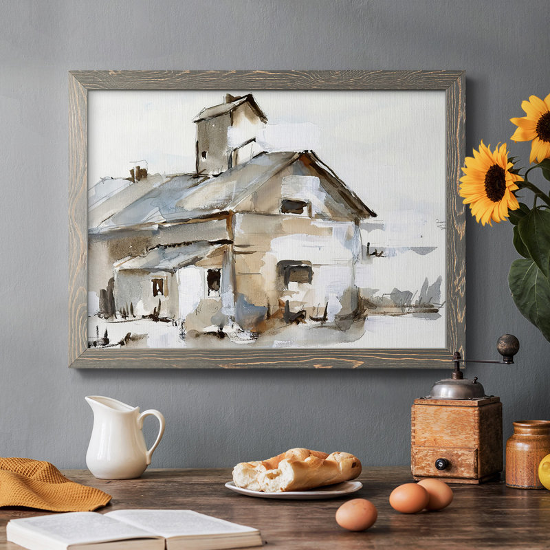 Grange délabrée II, Cadre photo gris simple, H 22 po x l 32 po x P 1,5 po