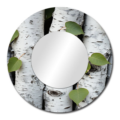 White Forest Trees In Aspen Colorado I - Usa Mirror, White Round Decorative Wall Mirror, Printed Metal Art
