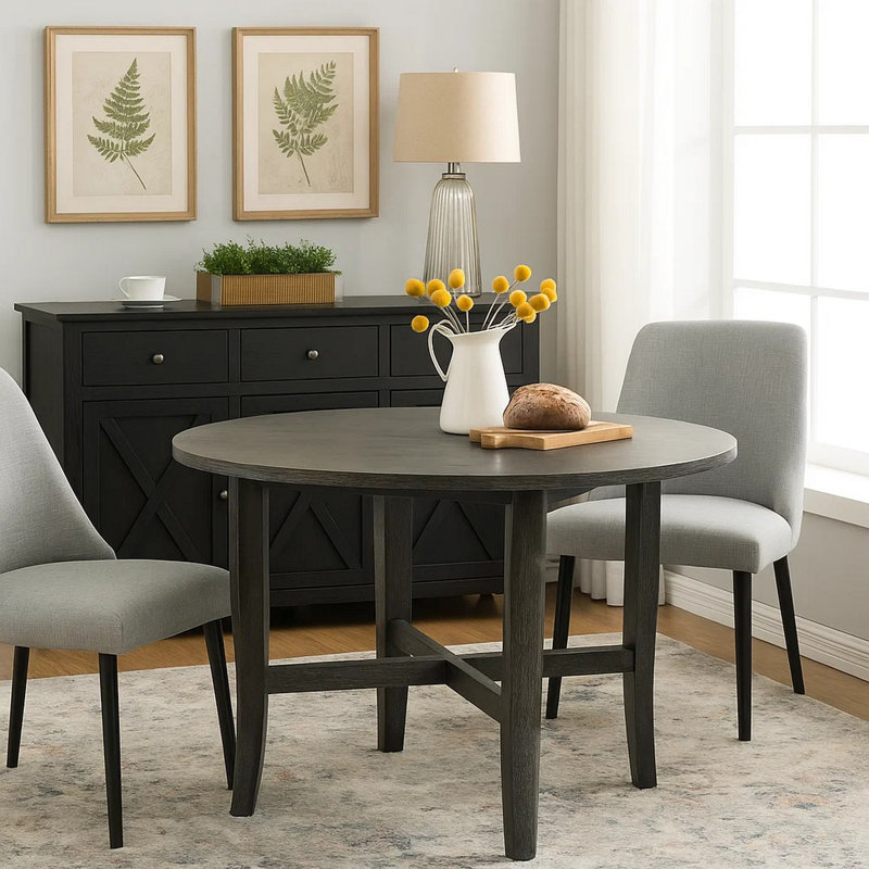 Brattleboro Round Dining Table, Gray