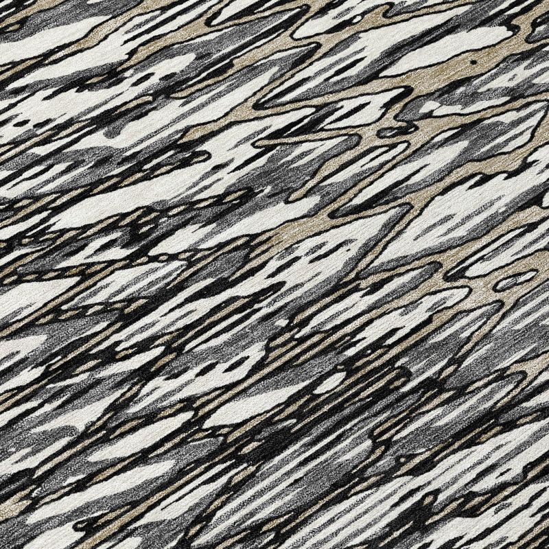 Machine Washable Indoor/Outdoor Chantille ACN2771 Modern Rug, 3' x 5', Black